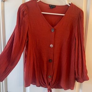 Rust orange button up blouse